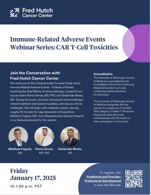 Petros Grivas: Excited for our 12th Immune-related Adverse Events panel CME series