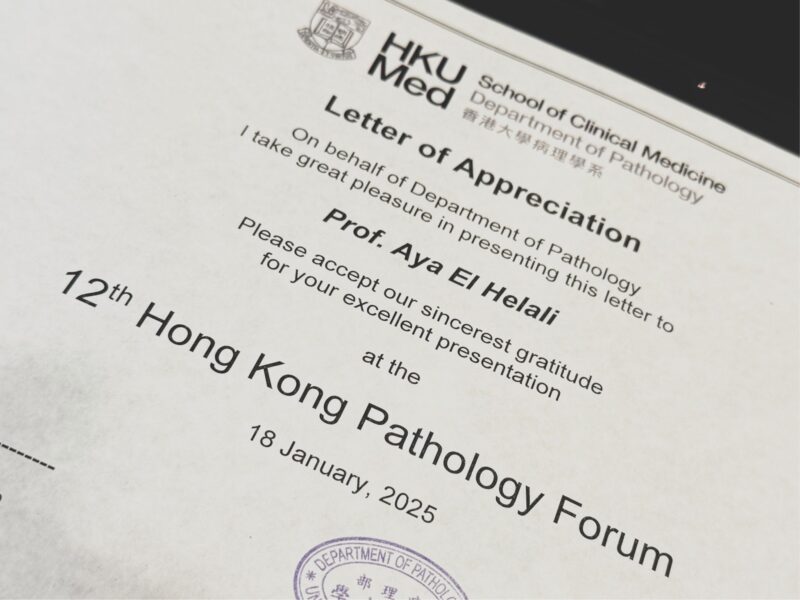 Aya El Helali: Fantastic opportunity to speak at the 12th Hong Kong Pathology Forum