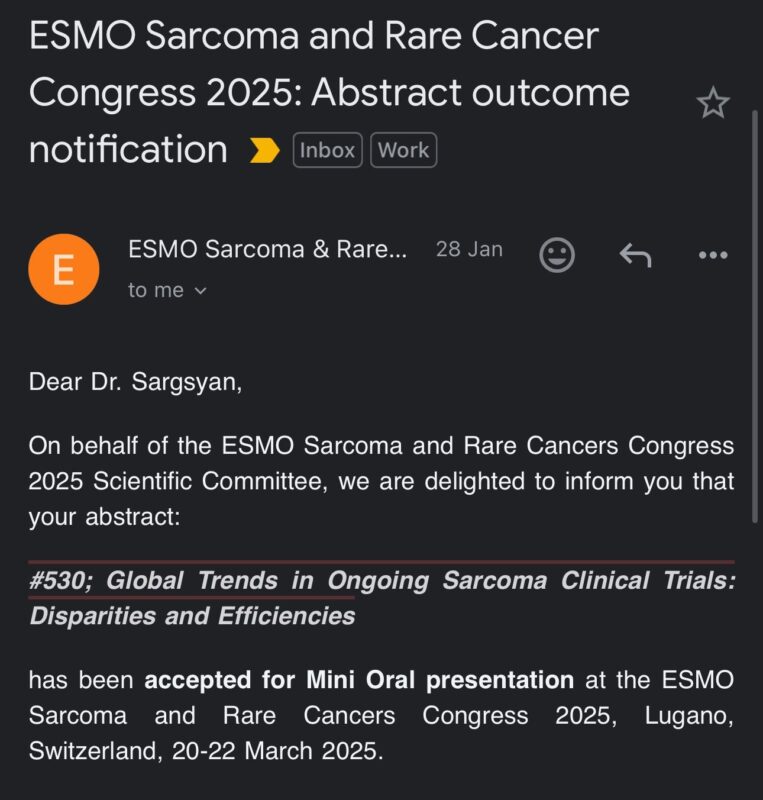 Amalya Sargsyan: I’ll be speaking on a topic very close to my heart at the ESMO Sarcoma and Rare Cancer Congress