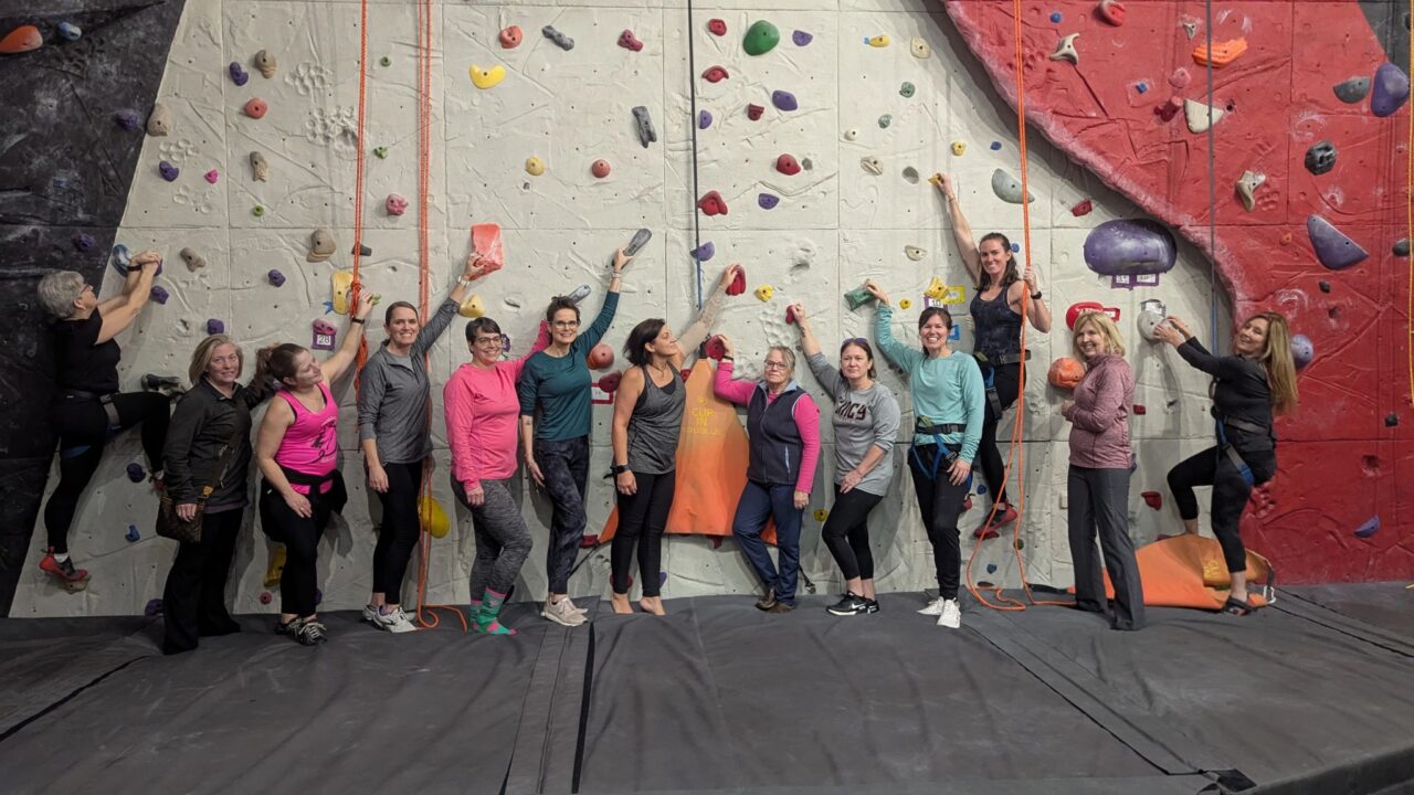 Move Beyond Surviving – Breast Cancer Survivors rocked the walls at the Miami University Climbing Center