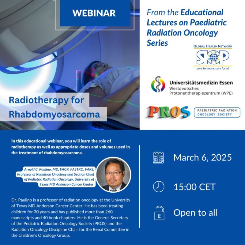 Join SIOP for 'Radiotherapy for Rhabdomyosarcoma' on Paediatric Radiation Oncology Series