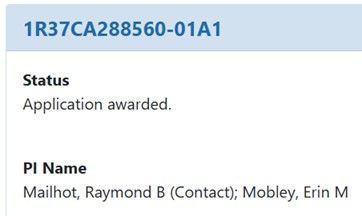 Raymond Mailhot: I was awarded a $2.3 million R37 grant from NCI for a Hodgkin Lymphoma study