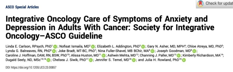 Integrative Oncology Care of Symptoms of Anxiety and Depression in Adults With Cancer