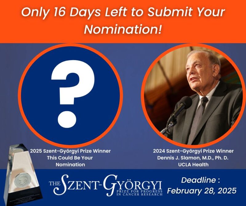 The 2025 Albert Szent-Györgyi Prize Nominations are open - NFCR