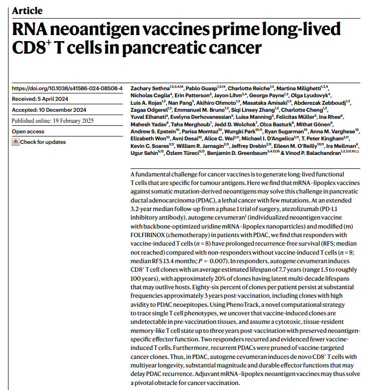 Yüksel Ürün: A new mRNA cancer vaccine shows promise in pancreatic cancer