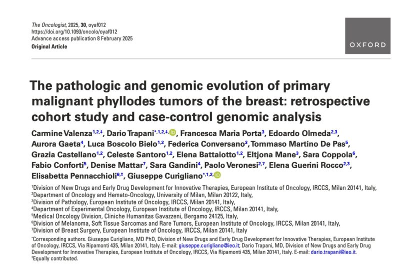 Carmine Valenza: The evolution of malignant phyllodes tumors of the breast