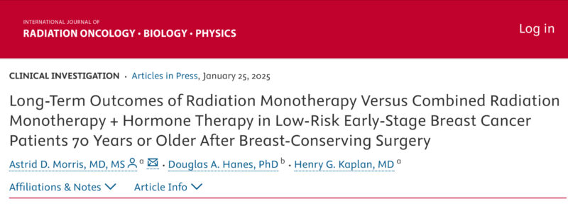 Long-Term Outcomes of Radiation Alone vs. Radiation + Hormone Therapy in Low-Risk Elderly Breast Cancer Patients