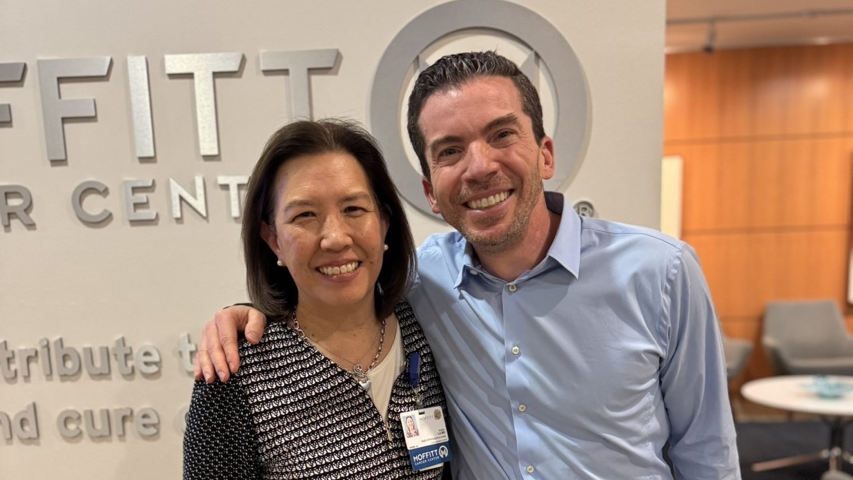 Karen Lu: Honored to present Moffitt Cancer Center Physician of the Year Award to Philippe Spiess