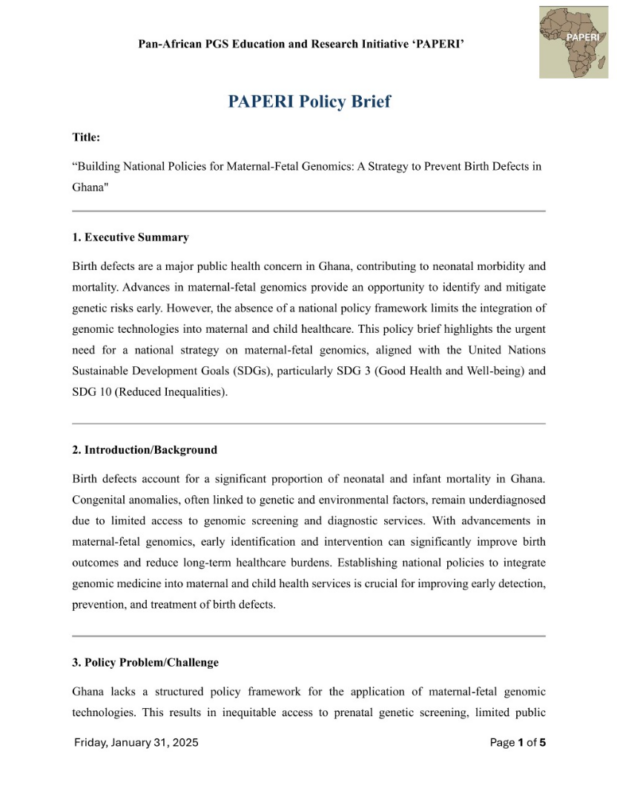 Wafaa Rashed: Our PAPERI Policy Brief will focus on building National Policies for Maternal-Fetal Genomics