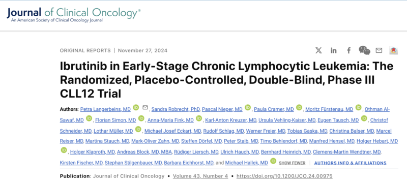 CLL12 study supports using the watch-and-wait approach for early-stage CLL