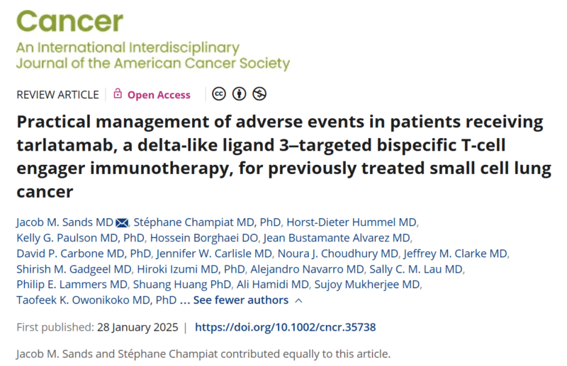 Management of adverse events in patients receiving Tarlatamab for previously treated SCLC by Jacob Sands et al.