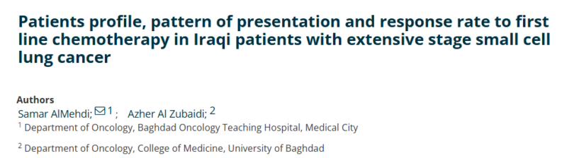 Samar Almehdi: First-line chemotherapy in Iraqi patients with extensive-stage SCLC