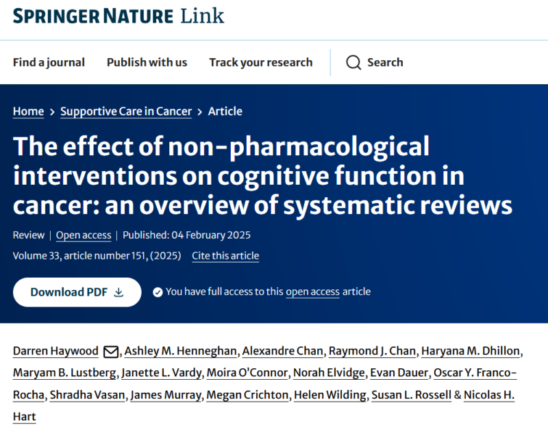 Darren Haywood: Non-pharmacological interventions to improve cognition in cancer