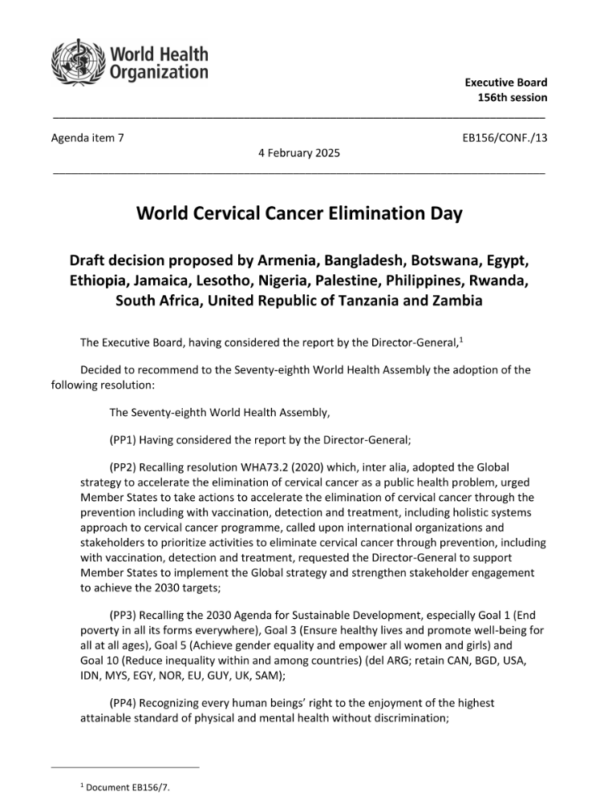 Julie Torode: Great to see Member States championing the elimination of cervical cancer