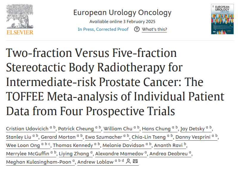 Fadila Kouhen: The TOFFEE meta-analysis of 2F-SBRT vs. 5F-SBRT for intermediate-risk prostate cancer