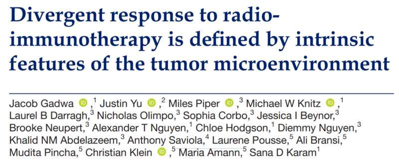 Sana Karam: Divergent response to radioimmunotherapy is defined by intrinsic features of the TME