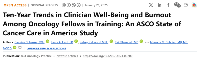 Sakditad Saowapa: New study reveals a significant decrease in burnout among oncology fellows