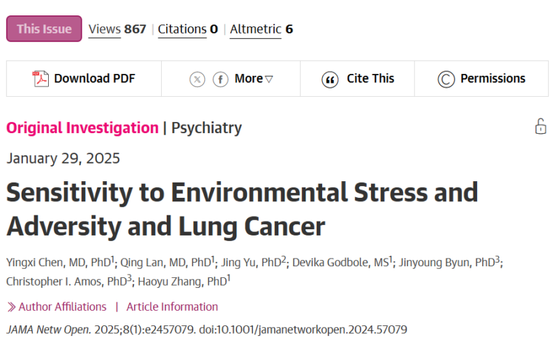 Sensitivity to Environmental Stress and Adversity and Lung Cancer