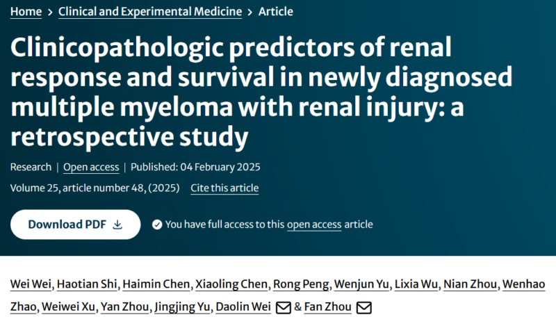 Al-Ola A Abdallah: Clinicopathologic Predictors of Renal Response and Survival in NDMM with Renal Impairment