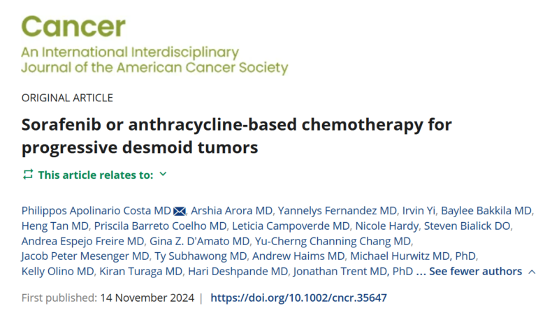 Sorafenib- and anthracycline-based therapies for patients with desmoid tumors - ACS Journal Cancer