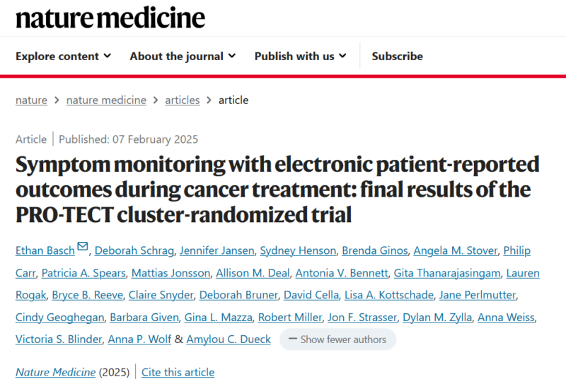 Symptom monitoring with electronic patient-reported outcomes during cancer treatment by Ethan Basch et al.