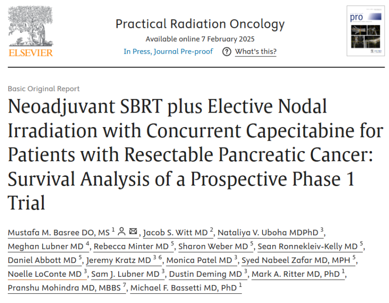 Nina Niu Sanford: Phase I trial of pre-op SBRT for resectable pancreas cancer