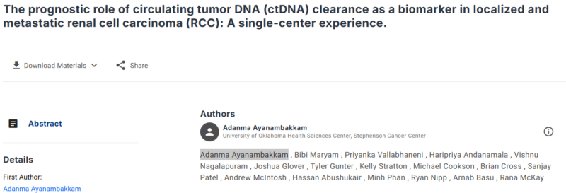 Bibi Maryam: The prognostic role of ctDNA clearance in localized and metastatic RCC