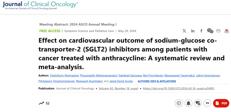 Chalothorn Wannaphut: Our meta-analysis on SGLT2 inhibitors in cancer patients receiving anthracycline