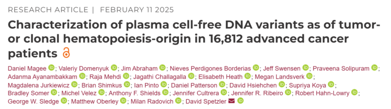 Matthew Oberley: Characterization of plasma cfDNA variants as of tumor- or clonal hematopoiesis-origin