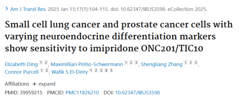 Wafik El-Deiry: Imipiridone sensitivity among SCLC and prostate cancer cells