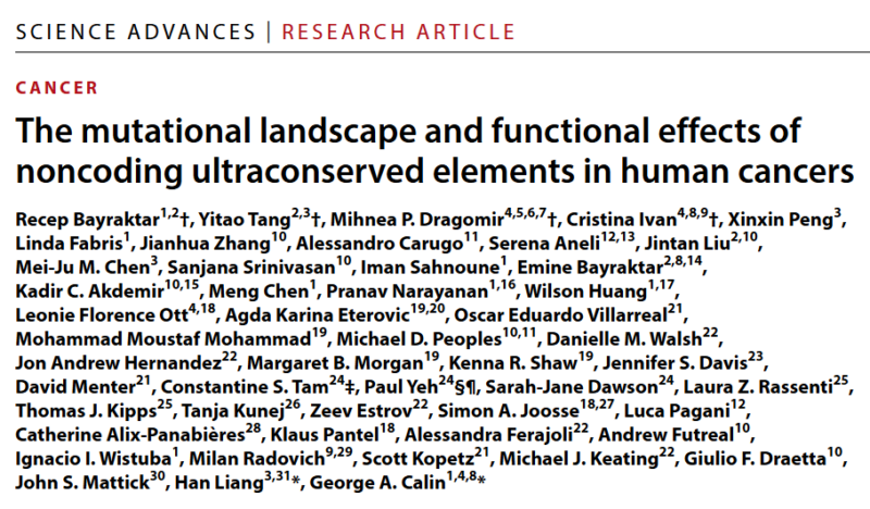 George Calin: The mutational landscape and functional effects of non-coding ultraconserved elements in human cancers