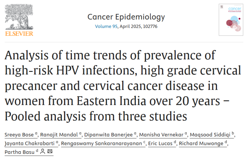 Partha Basu: New IARC Study Highlights Decline in CIN 2+ Prevalence in Eastern India