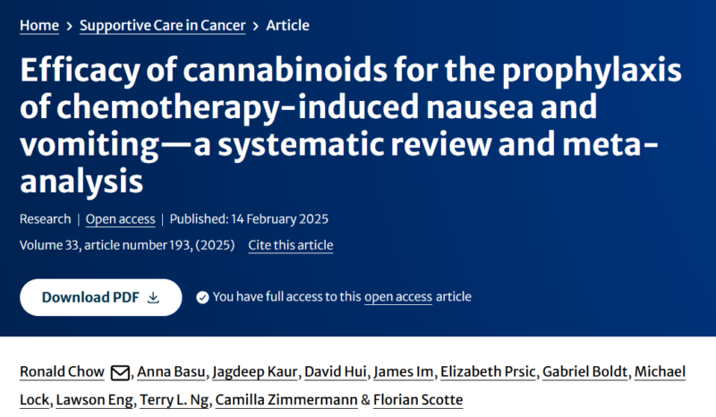 Efficacy of cannabinoids for the prophylaxis of chemotherapy-induced nausea and vomiting