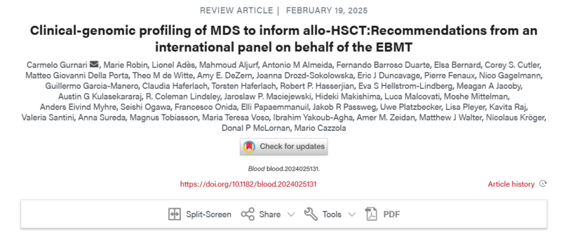 Carmelo Gurnari: The updated recommendations for allo-HCT in MDS