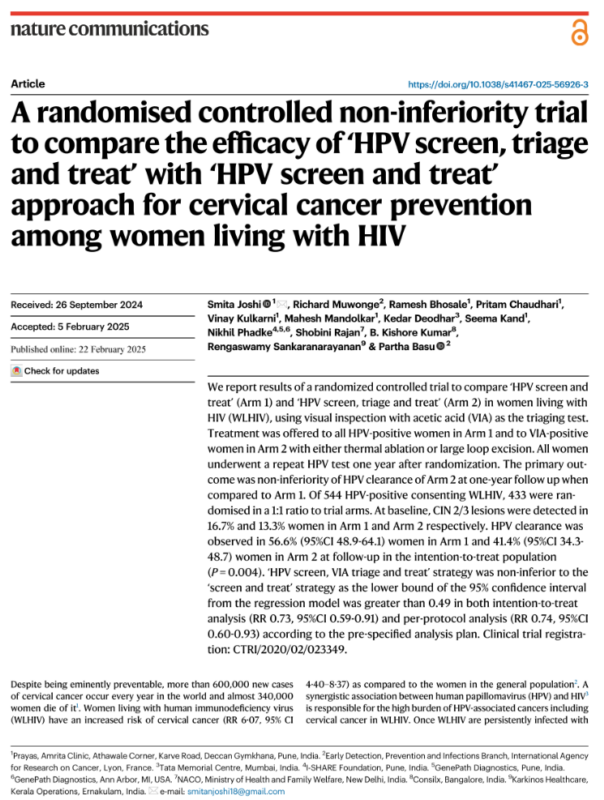 Partha Basu: 'Screen, triage and treat' vs 'screen and treat' for WLHIV positive on HPV test