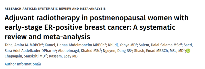 Emad Shash: The role of adjuvant radiotherapy in postmenopausal women with early-stage ER+ breast cancer