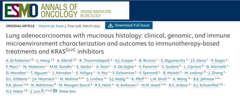 Jarushka Naidoo: Mucinous lung adenocarcinomas - clinical features and outcomes