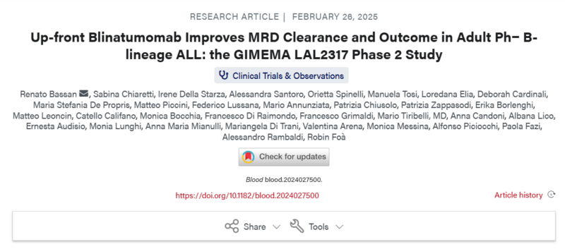 Talha Badar: Up-front Blinatumomab Improves MRD Clearance and Outcome in Adult Ph− B-lineage ALL