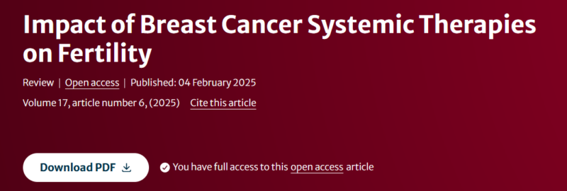 Impact of Breast Cancer Systemic Therapies on Fertility