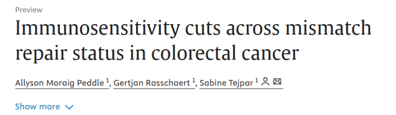 Gertjan Rasschaert: Immunosensitivity cuts across mismatch repair status in colorectal cancer