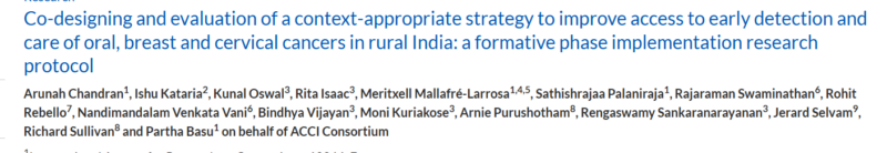 Arunah Chandran: Contextualised implementation strategy for cancer early detection in three states in India