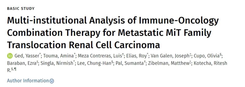 Yasser Mohamed Ali Ged: IO Combination Therapy for Metastatic MiT Family Translocation Renal Cell Carcinoma