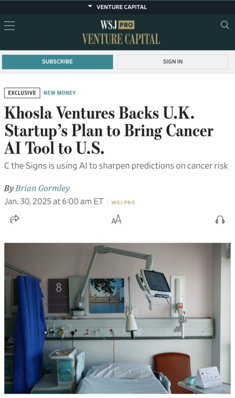 Bea Bakshi: Bringing C the Signs, AI-led cancer prediction platform to the US