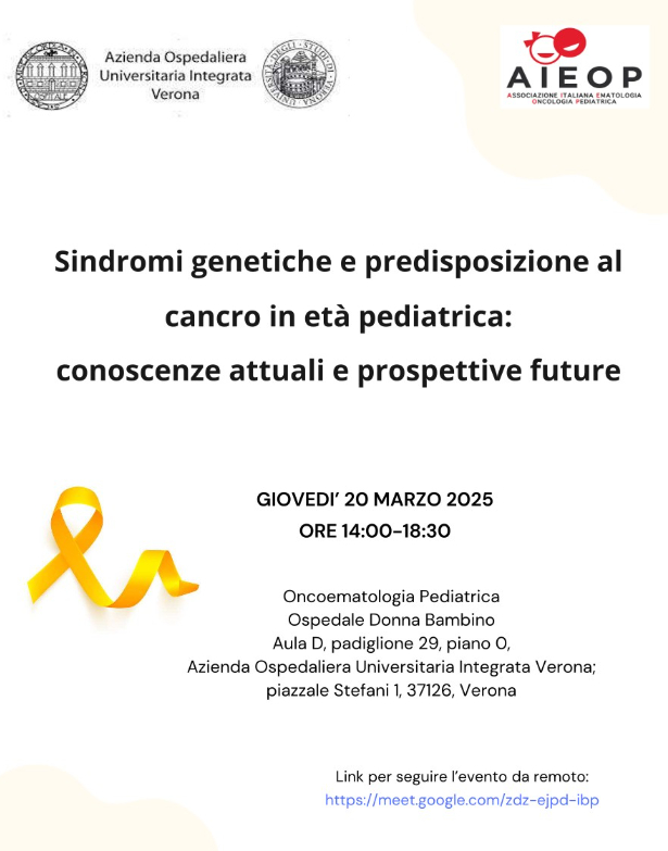 Genetic syndromes and predisposition to cancer in children - AIEOP