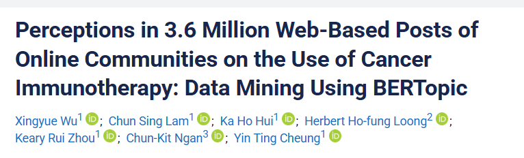 Herbert Loong: Perceptions in 3.6million web-based posts on the use of cancer immunotherapy