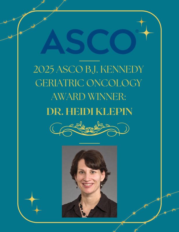 Heidi Klepin will Recieve BJ Kennedy Award for Geriatric Oncology at ASCO 2025 Annual Meeting