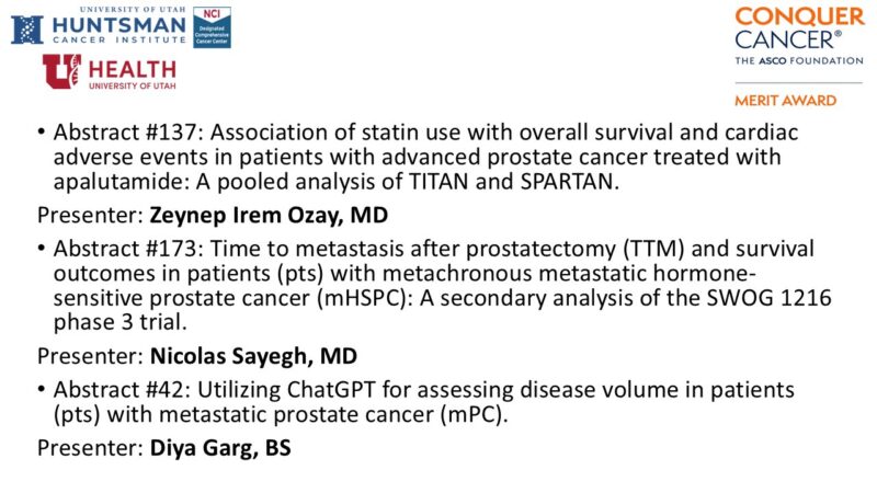 Neeraj Agarwal: 3 young investigators from the Huntsman Cancer Institute received the Conquer Cancer, the ASCO Foundation Merit Award