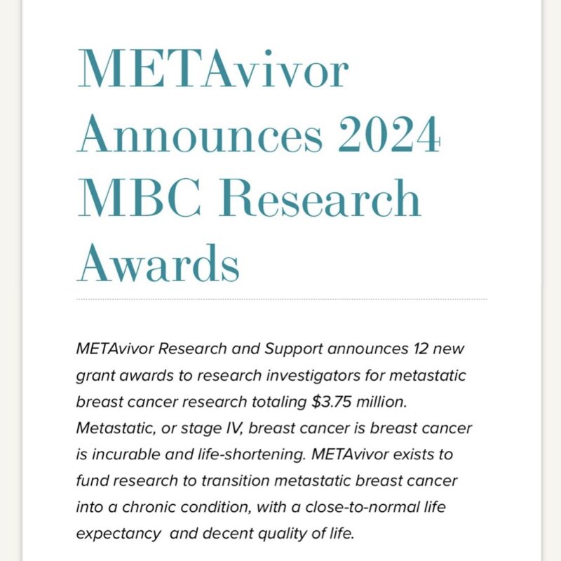 Paolo Tarantino: Grateful to receive a Research Award from METAvivor to advance MBC research