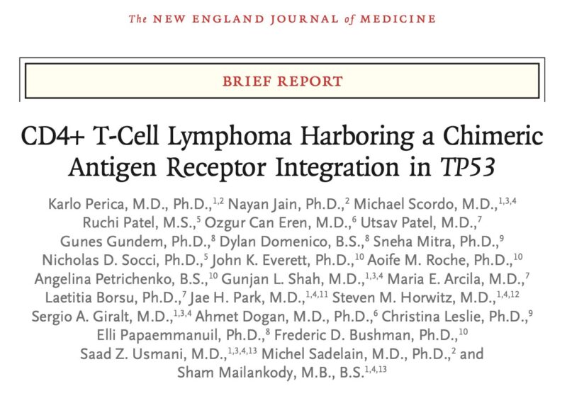 Rahul Banerjee: Fatal case of enteric T-cell lymphoma following cilta-cel CAR integration into the TP53 locus