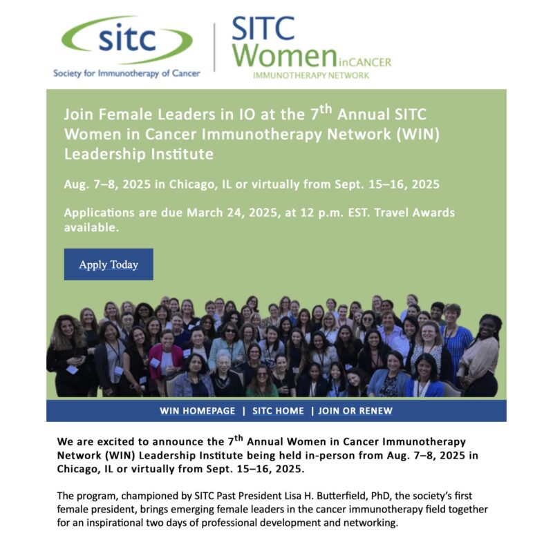 Sandra Demaria: Join Female Leaders in IO at the 7th Annual SITC WIN Leadership Institute